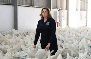 International Development Secretary Penny Mordaunt in Djibouti with aid destined for Yemen. Picture: Benet Coulber/DFID