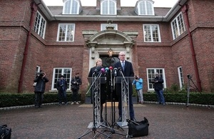 Secretary of State Bradley and Irish Foreign Affairs Minister, Simon Coveney TD outside Stormont House, Belfast