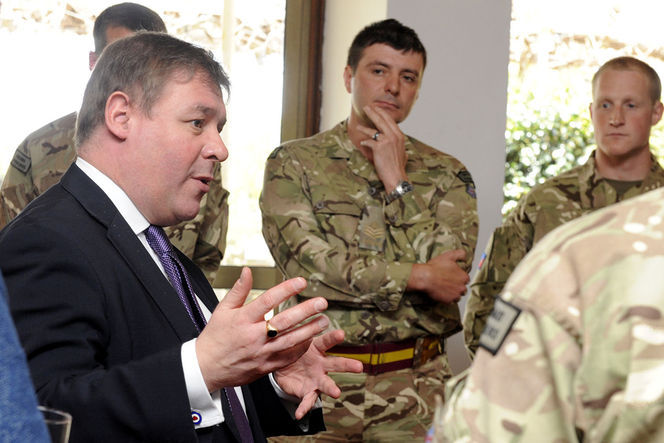 Mark Francois (left) with armed forces personnel