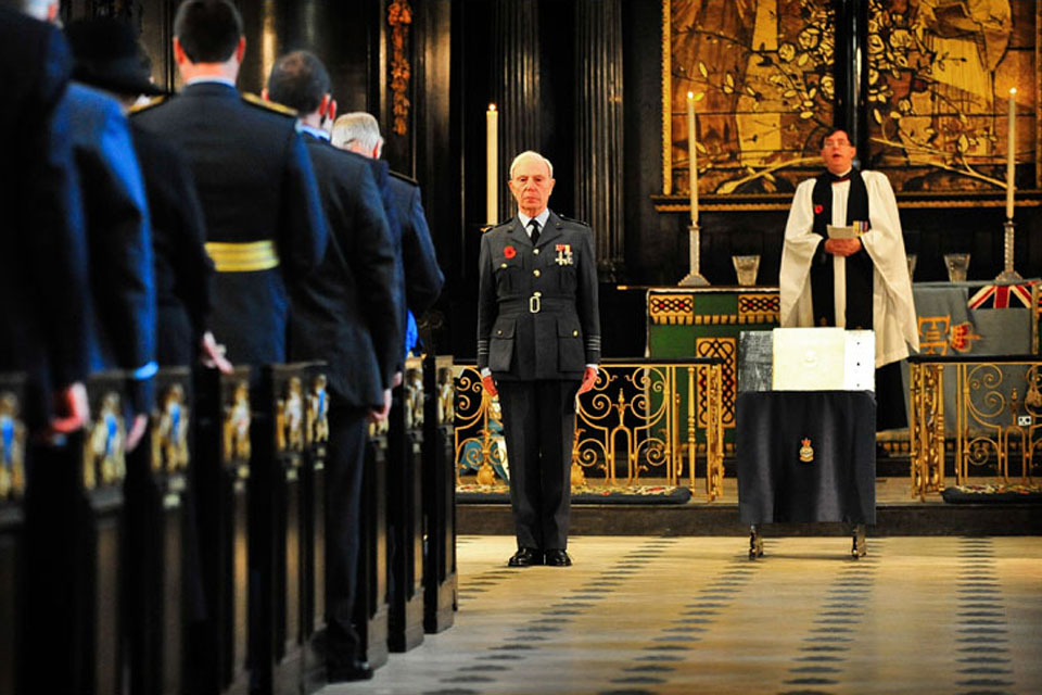 Group Captain (Retired) Richard Mighall of the Royal Auxiliary Air Force Foundation at the service of dedication at St Clement Danes 
