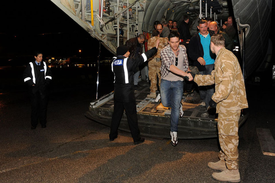 RAF aircraft arrive in Malta with evacuees from Libya