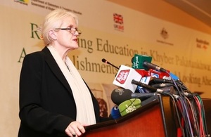 Judith Herbertson, Deputy Head of the UK’s Department for International Development (DFID) at the 'event ‘Reforming Education in Khyber Pakhtunkhwa’, at the Marriott Hotel Islamabad.