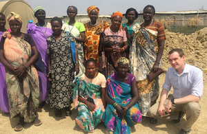 Minister James Wharton meets women benefiting from UK aid at Malakal Protection of Civilians site