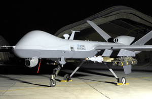 An RAF MQ-9 Reaper remotely-piloted aircraft from 39 Squadron in Afghanistan (stock image) [Picture: Senior Aircraftman Andrew Morris, Crown copyright 2008]