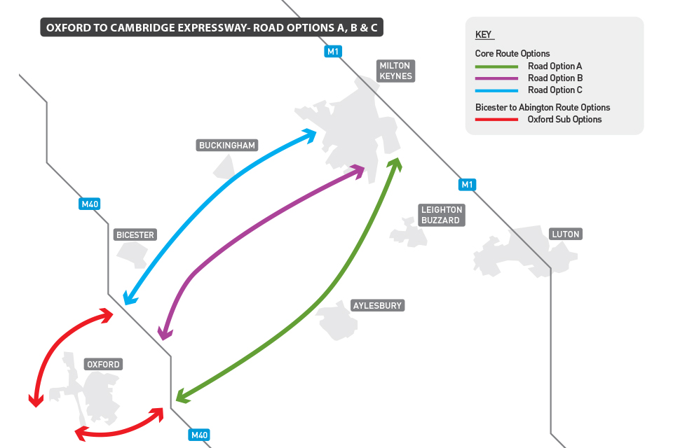 Oxford to Cambridge map.