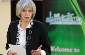 Home Secretary Theresa May speaking at interfaith event