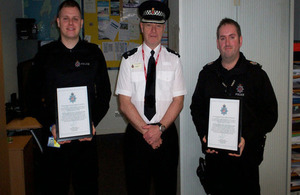 PC Allan Thomson, Supt Martin O'Kane and PC Christopher Cardwell