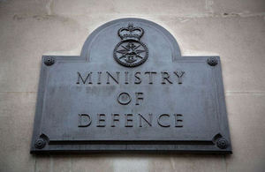 The plaque outside the South Door of the Ministry of Defence Main Building in Whitehall, London.