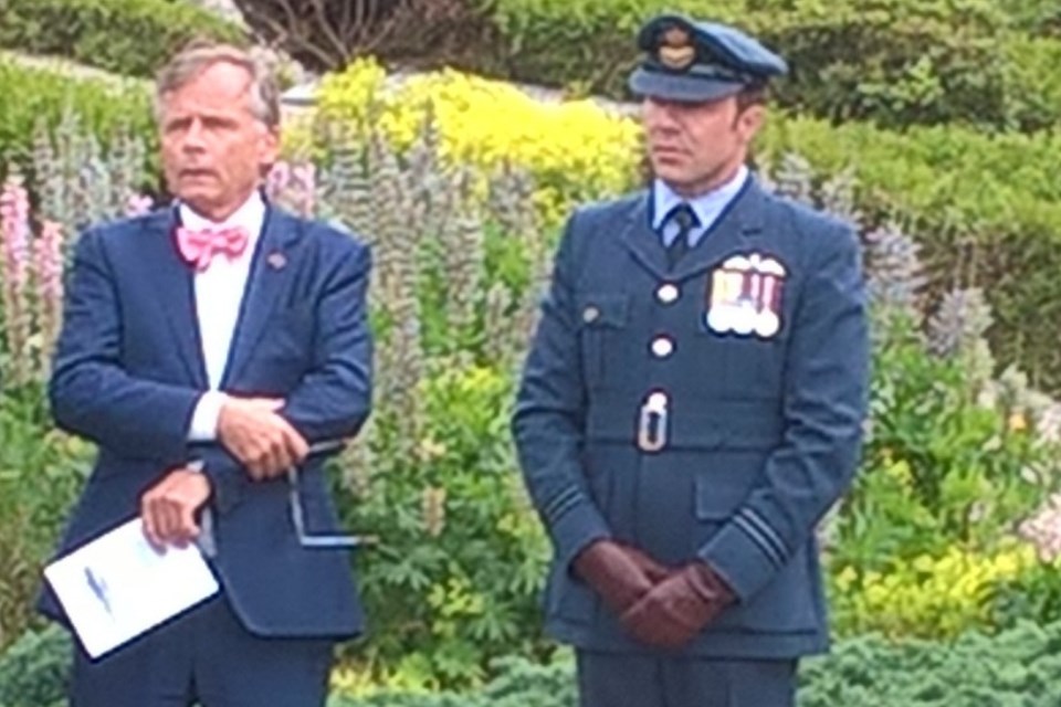 (left to right) Henrik Kleis, Hon Consul representing the British Ambassador to Denmark; and Flight Lieutenant Ben Wallis, representing HM Armed Forces and Chief of Defence Staff, Crown Copyright, All rights reserved