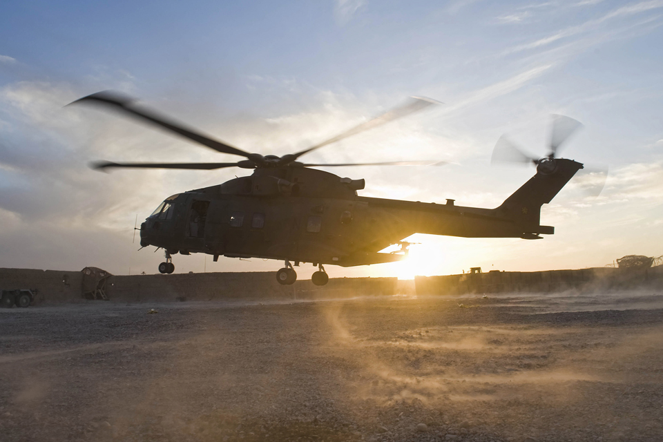 A Royal Air Force Merlin helicopter