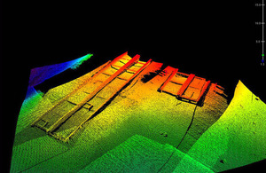 Three-dimensional image produced by HMS Echo's multibeam echo sounder showing uncharted wrecks in Libyan waters [Picture: Crown copyright]