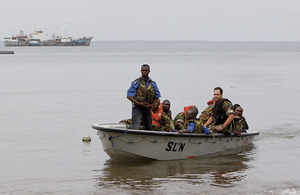 Maritime training wing members of the Royal Navy instruct the Sierra Leone maritime forces using Cutter patrol boats and inshore patrol craft