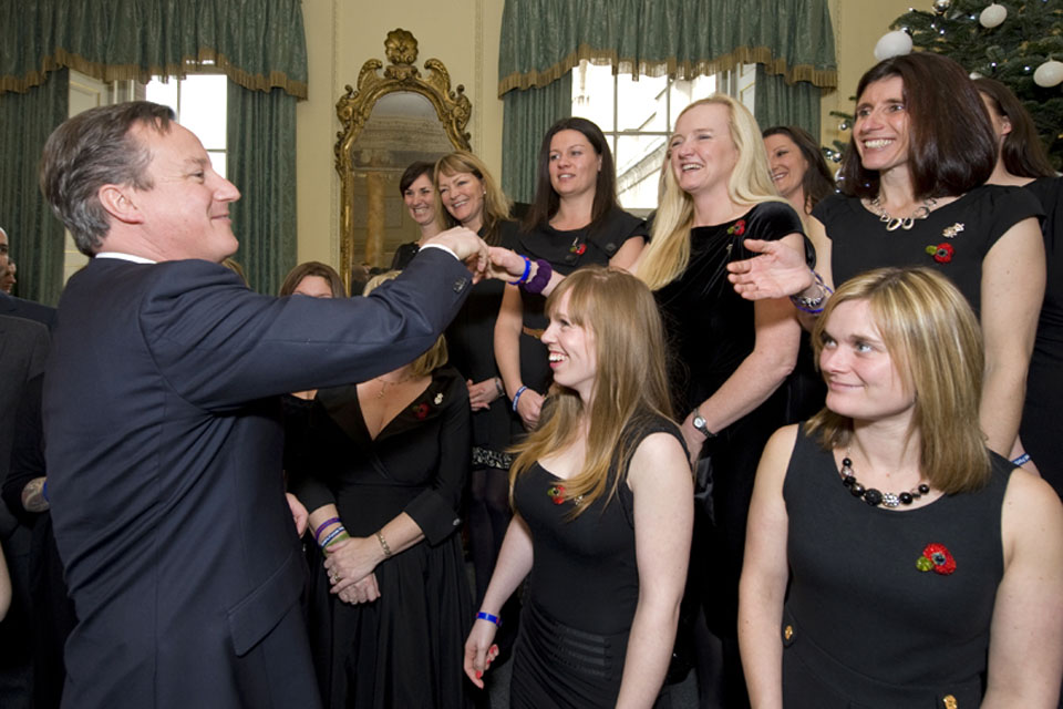 David Cameron meets members of the Military Wives Choir