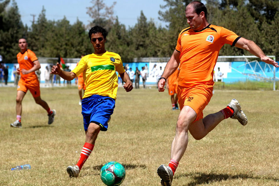 Afghan and British forces compete together in 'Helmand Olympics'