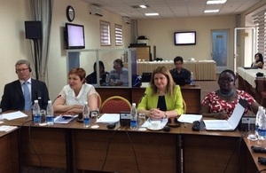 Ms Busola Johnson, HM Ambassador Judith Farnworth, Deputy Prosecutor General Lyudmila Usmanova at the seminar (from right)