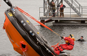 Righting an inflatable life raft