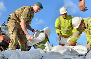 Royal Marines assist with the flood relief effort [Picture: Leading Airman (Photographer) Rhys O'Leary, Crown copyright]