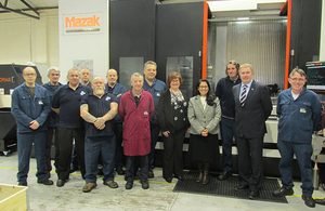 Priti Patel with staff at Momentum Engineering