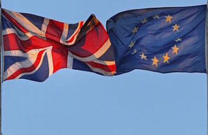 Picture of the EU flag and the Union Jack