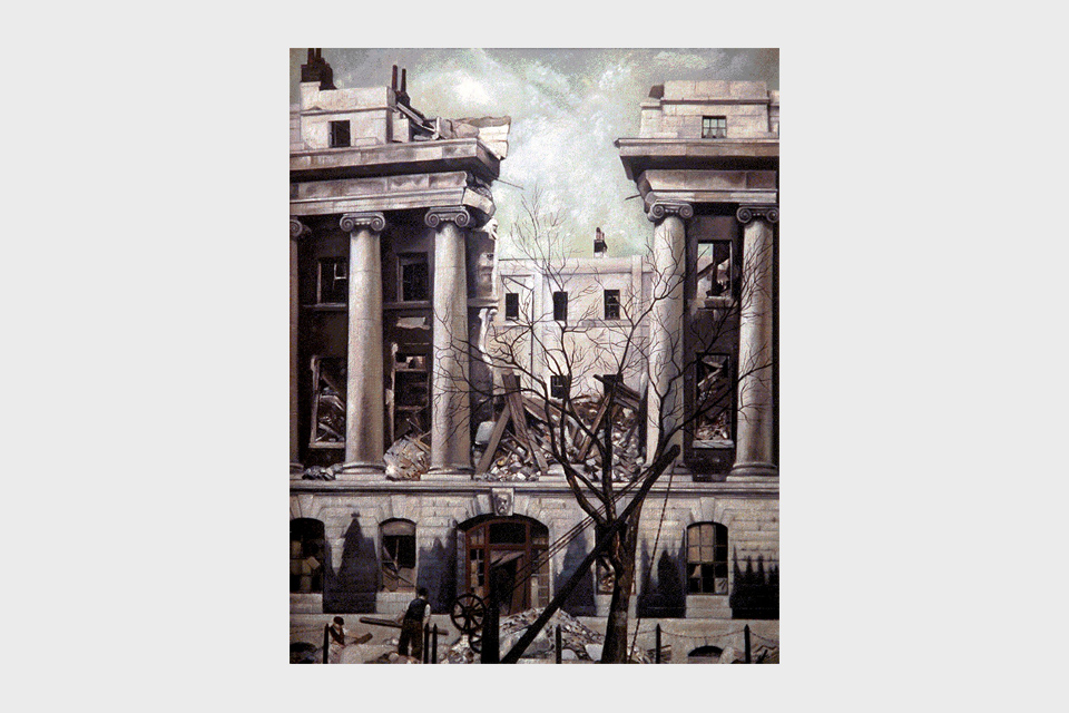 Bomb Damage to HM Customs House. London, 1942