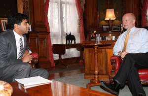 Foreign Secretary William Hague meeting Gopal Rao