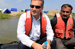 George Turkington visiting flood affected areas in Badin, Sindh.