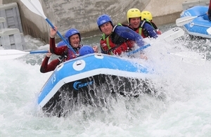 Brandon Lewis on the white water rafting course.