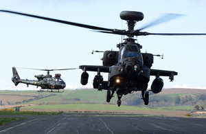 A French Army Gazelle and an Apache from the Army Air Corps [Picture: Corporal Obi Igbo, Crown copyright]