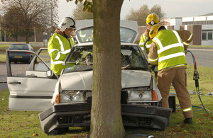 The Fire and Rescue Service take part in a crashed vehicle extraction exercise
