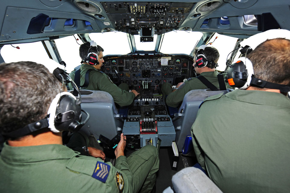 Crew members inside a VC10