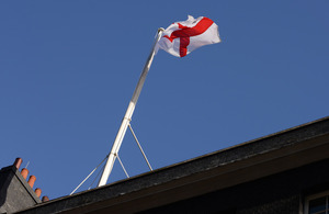 St George's flag over No 10