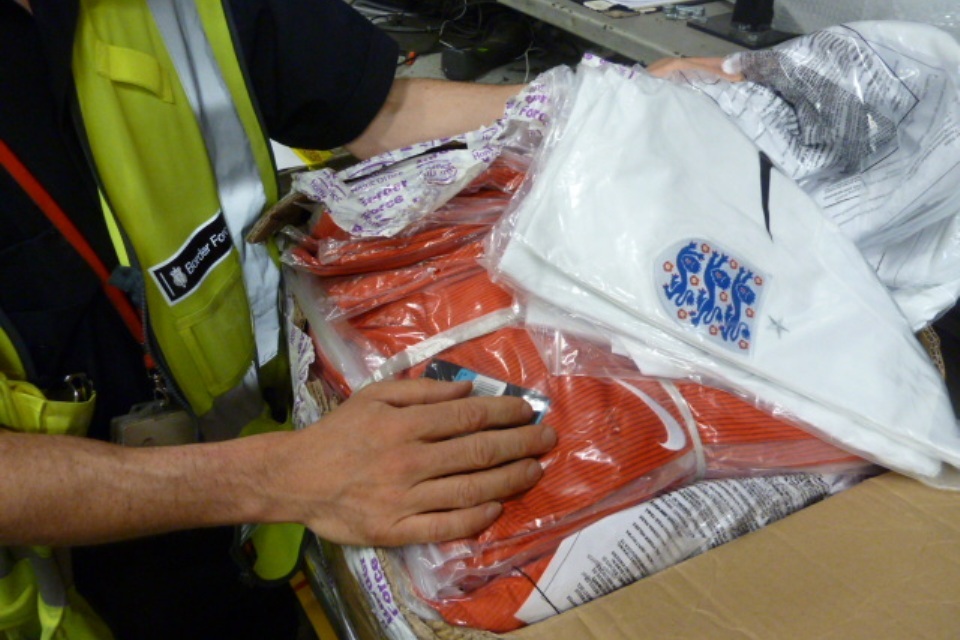 Seized: Hundreds of fake England shirts found at Heathrow
