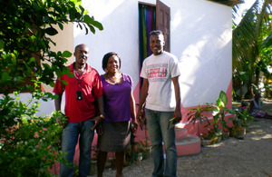 Handing over a refurbished home in Leogane, Haiti. Picture: Brenda Coughlan/DFID