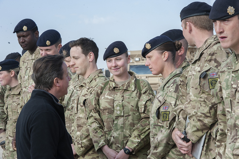 David Cameron meeting troops in Camp Bastion.