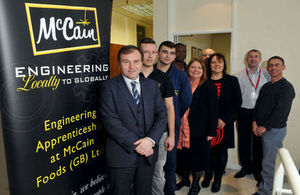 George Eustice with apprenticeships from McCain