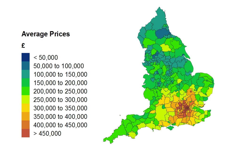 Average price by local authority in England