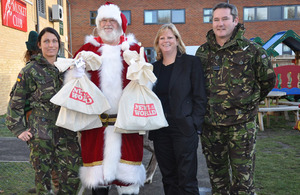 Santa arrives at Colchester Garrison with some News of the World's Toys for our Boys campaign presents for the children of 16 Air Assault Brigade who are on operations in Afghanistan