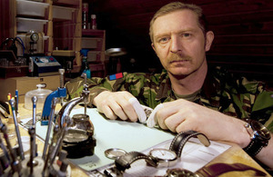 Staff Sergeant Andrew Sharpe has used the Army's resettlement package to retrain as a watchmaker