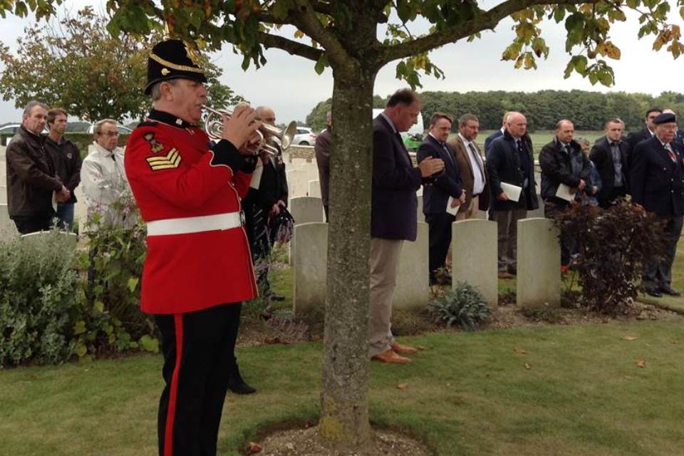 A bugler from the Royal Anglian Band pays tribute to the two unknown soldiers - Crown Copyright - All rights reserved