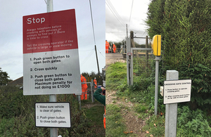 Instructions to users on signs each side of the crossing