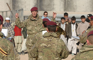 The Band of The Parachute Regiment playing to schoolchildren in Kandahar