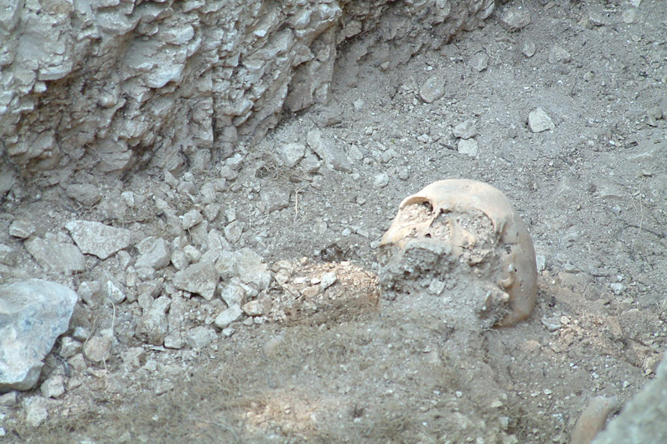 One of the skeletons unearthed in the Bronze Age and Anglo-Saxon burial ground