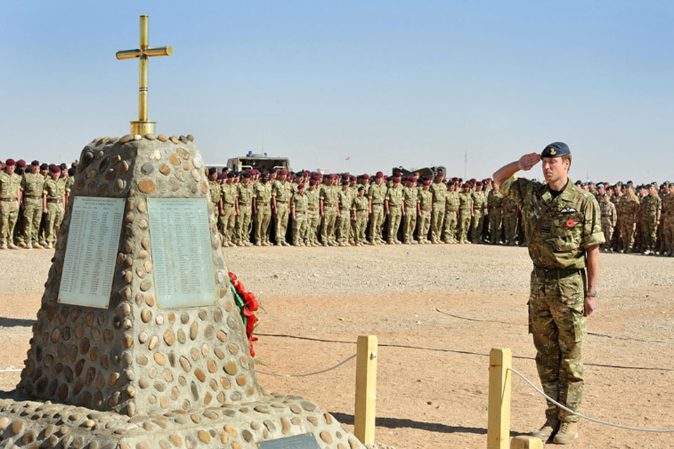 Prince William joins troops in Afghanistan for Remembrance Sunday service