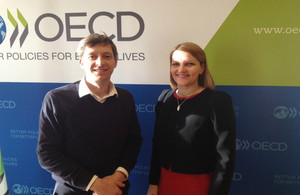 OECD Deputy Secretary General Mari Kivineimi with UK Ambassador Nick Bridge
