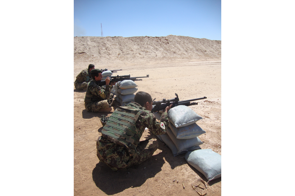 Afghan soldiers on the firing range