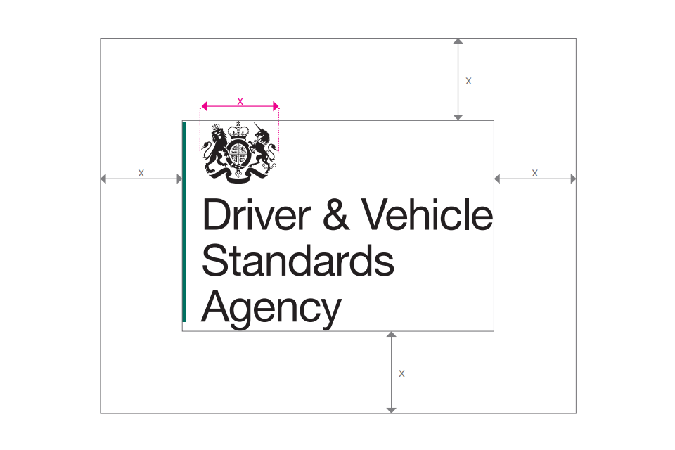 Image showing the amount of clear space that must be left around the DVSA logo