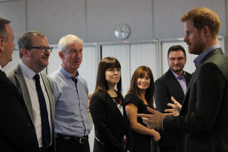 His Royal Highness Prince Harry talks to Veterans UK staff about the work they do, Crown Copyright, All Rights Reserved