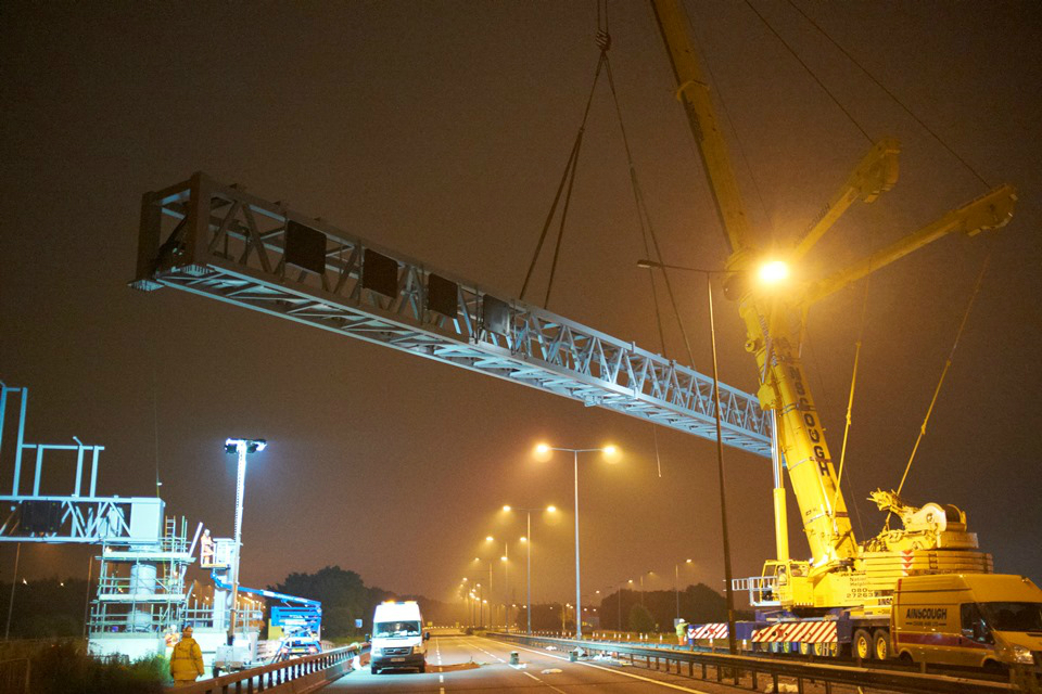 Gantry installation at night