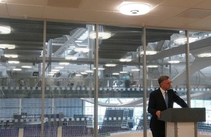 Scotland Office minister Andrew Dunlop addresses the sporting success reception.