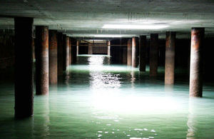 Work underneath the jetty [Picture: Helen Pickering, Crown Copyright MOD 2015)